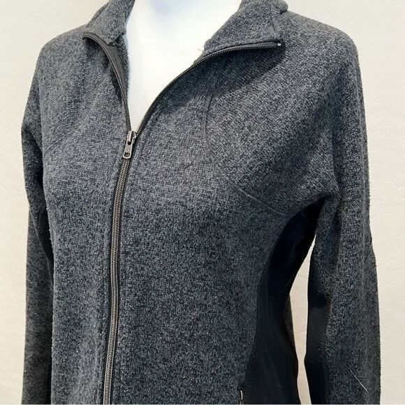 Browning Hyacinth Sweater Jacket Gray Black Full Zip Mock Neck Womens Large EUC - Picture 3 of 14